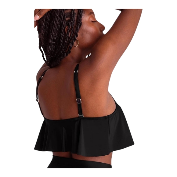 SHOPERMINT Ruffled Bikini Top - Swim Top Swimwear Burgandy Small - Picture 2 of 9